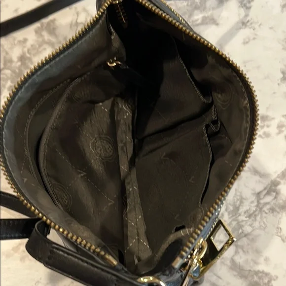 Vince Camuto Black and Gold Crossbody Bag with V-Shaped Zipper Design - Picture 5 of 6